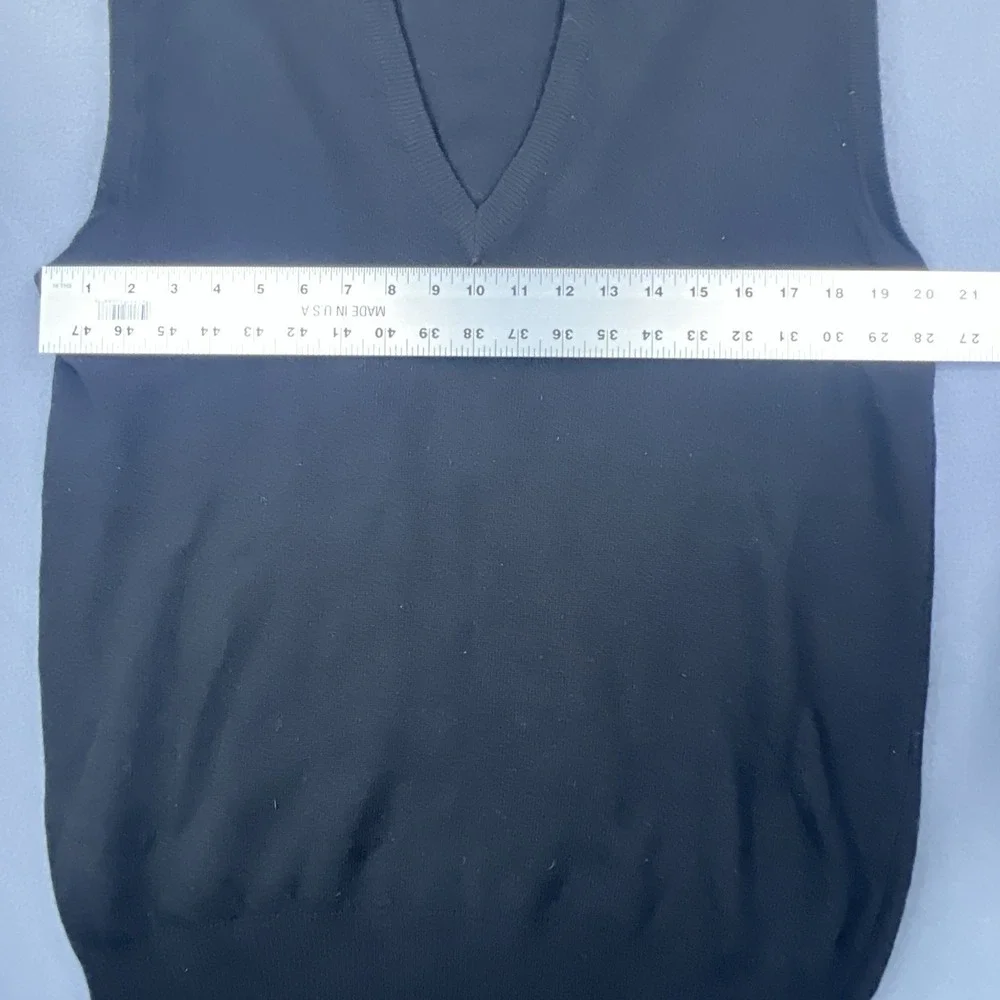 VTG Gap Clothing Company Wool Sweater Vest Men's Medium Black Made In Italy Flaw
